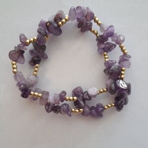 Purple and Gold Beaded Bracelet